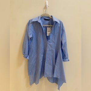 NWT | ZARA | 100% Cotton Blue Stripped Shirtdress/Tunic | Size S